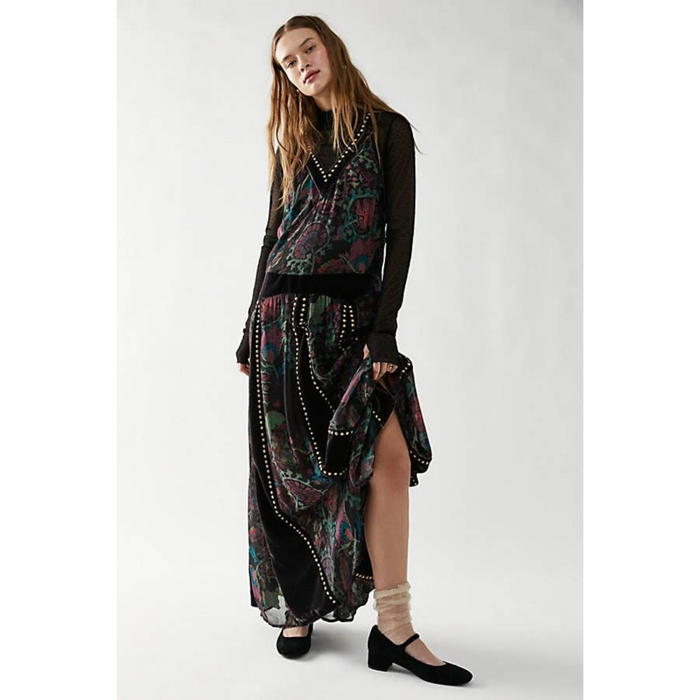 Free People Black and Red Floral Maxi Dress